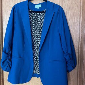 Skies Are Blue Curvy Peacock Blue Blazer (2X)